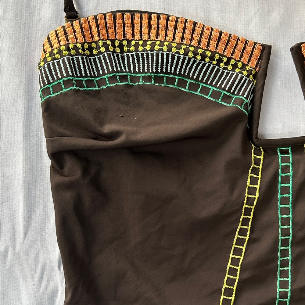 Nanette Lepore Brown with colorful details. Mayan Rivera One Piece Swimsuit - Picture 4 of 14